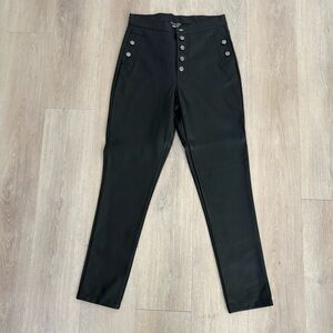 VENUS Womens Faux Leather High Waisted Pants Size 8 Black with Pockets Moto